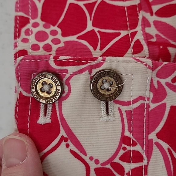 Lilly Pulitzer <White Label> Pink Floral Thin Corduroy Wrap Skirt size 12 - Picture 4 of 9